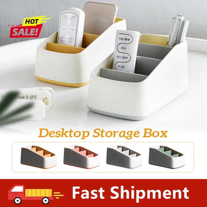 

Remote Control Holder 4 Slot Desktop Storage Box Tv Remote Control Phone Trapezoidal Basket Stationery Organizer Case Home Hotel