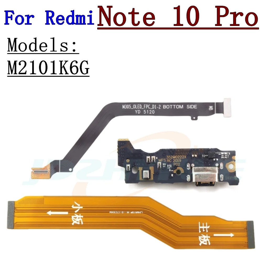 Charging Port Board For Xiaomi Redmi Note 10 Pro Note10Pro 4G USB Dock Connector LCD Motherboard Main Flex Cable Repair Parts