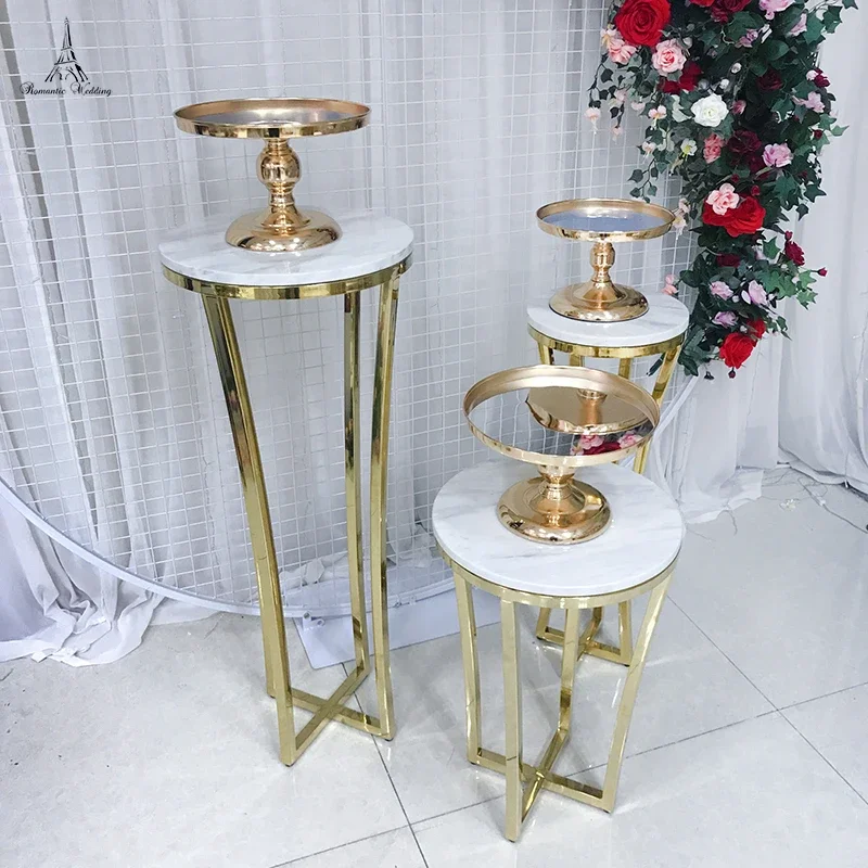 3Pcs/set Romantic Wedding Centerpieces Metal MDF Table Cake Stand Pillar Wedding Favors For Wedding Decoration Stage Decoration