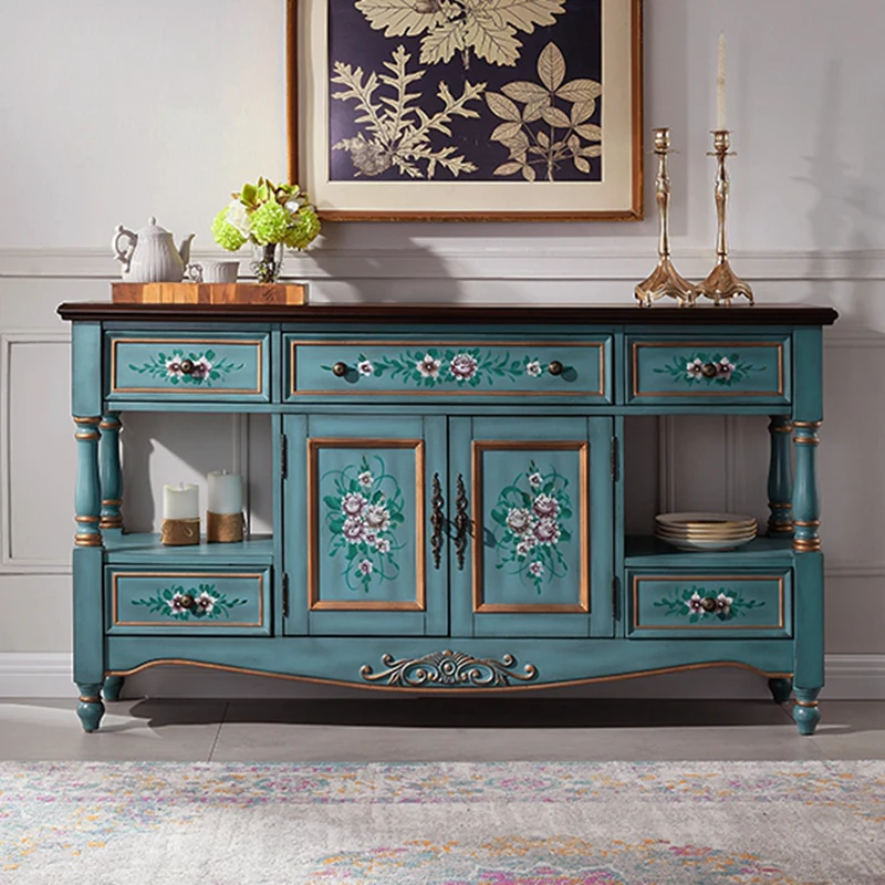 entrance cabinet Painted storage Side cabinet Solid wood American rural