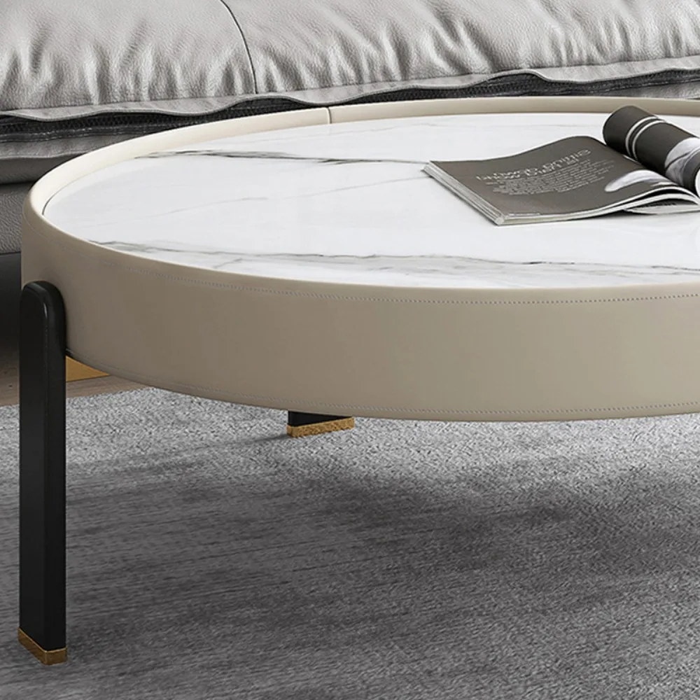 Nordic luxury stainless steel with circular coffee table postmodern minimalist marble coffee table fashion sofa corner