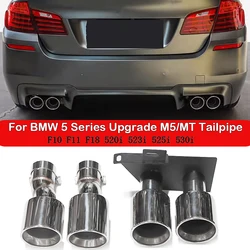 Quad Exhaust For BMW F10 F11 F18 525i 520i 530i 523i 5 Series Petrol Model Upgrade M5 MT Rear Bumper Muffler Tip Tailpipe