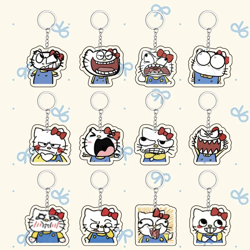

10psc Hello Kitty Keychain Cartoon Anime Funny Acrylic Gift Backpack Accessories Desktop Ornaments Wholesale for Students Girl