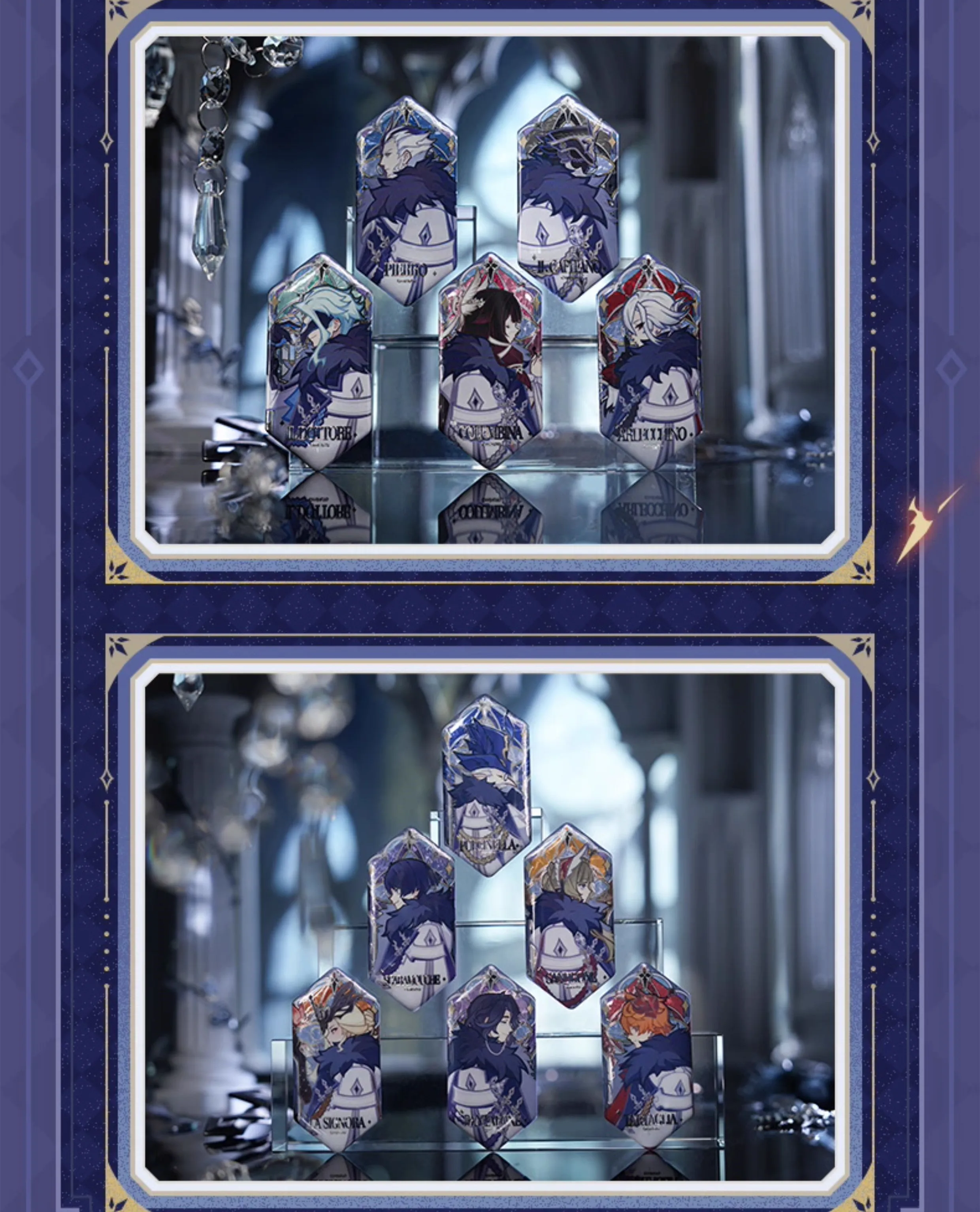 Original Abzeichen Genshin Imapc Tartaglia Arlecchino Wanderer Pierro Weißblech Brosche Ornament Puppe Zubehör Anime Spiel Spielzeug Kind