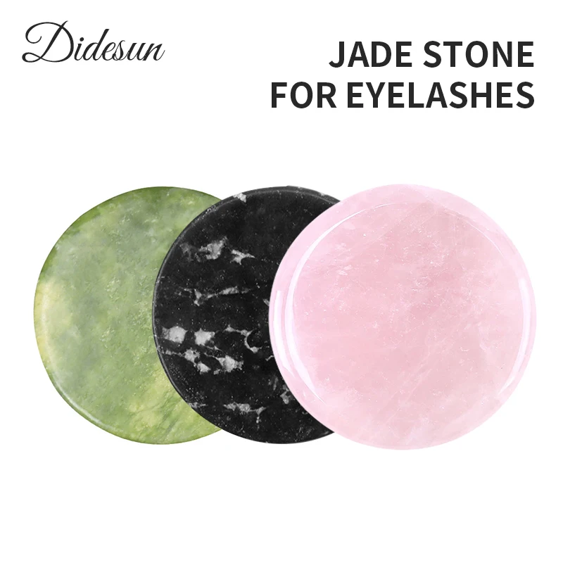 Didesun Round Jade Stone False Lash Glue Adhesive Pallet Pad Holder Pink Jade Stone For Eyelashes Glue Pad Holder Makeup Tools