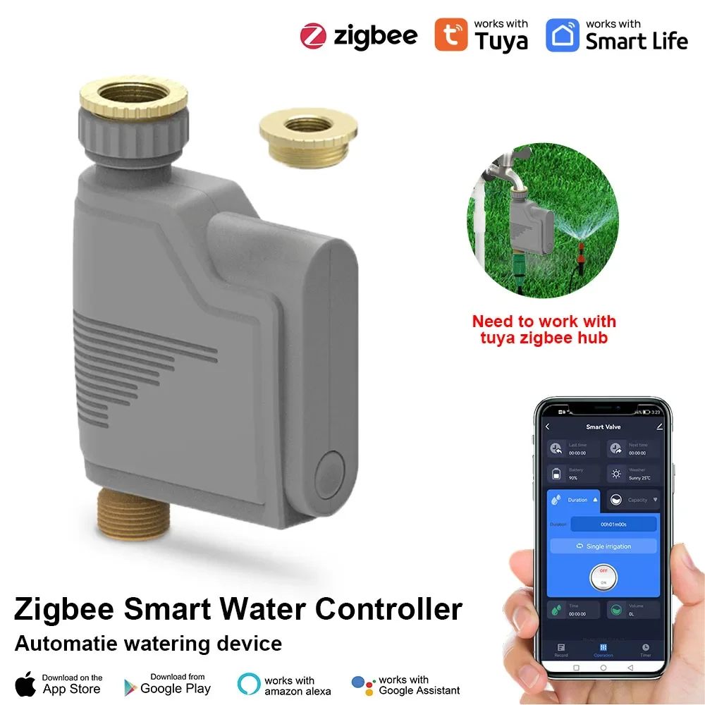 

Tuya ZigBee Smart Wireless Watering Timer Irrigation System Garden Watering Valve Programmable Hose Faucet Sprinkler Timer Alexa