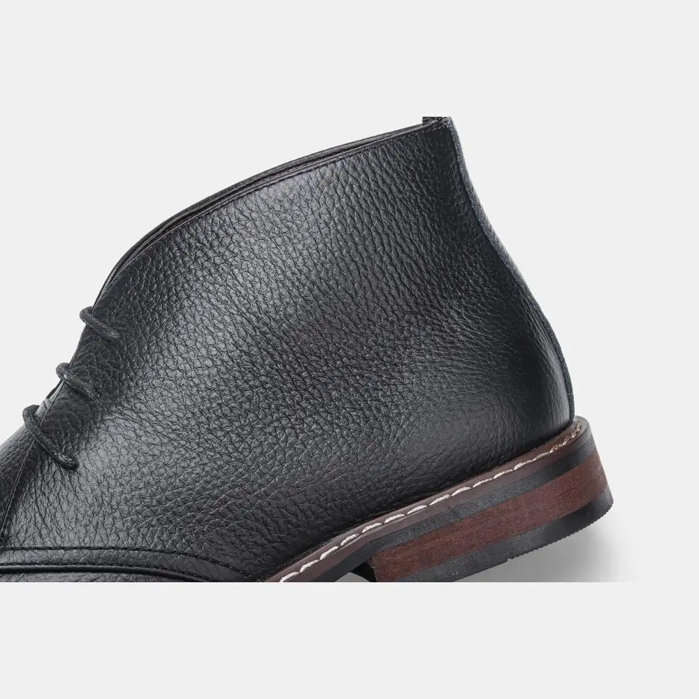 Herrenstiefel aus echtem Rindsleder, knöchelhohe Stiefel für Herren, schicke, lässige Herrenstiefel mit zwei Ösen zum Schnüren. – Detail 6