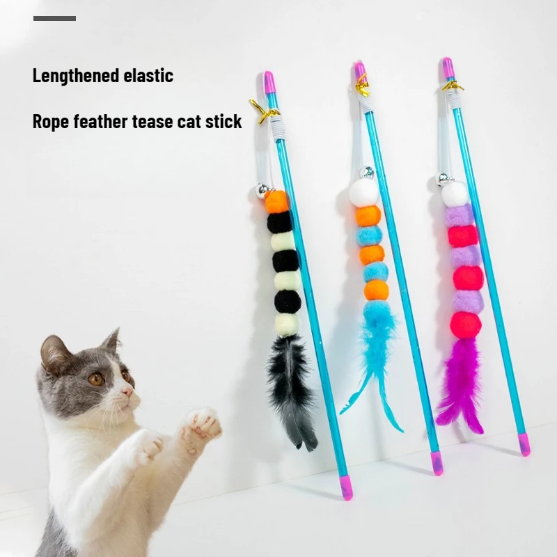 1 PCs New Elastic String Imitated Furs Bug Funny Cat Stick Suitable for Cats