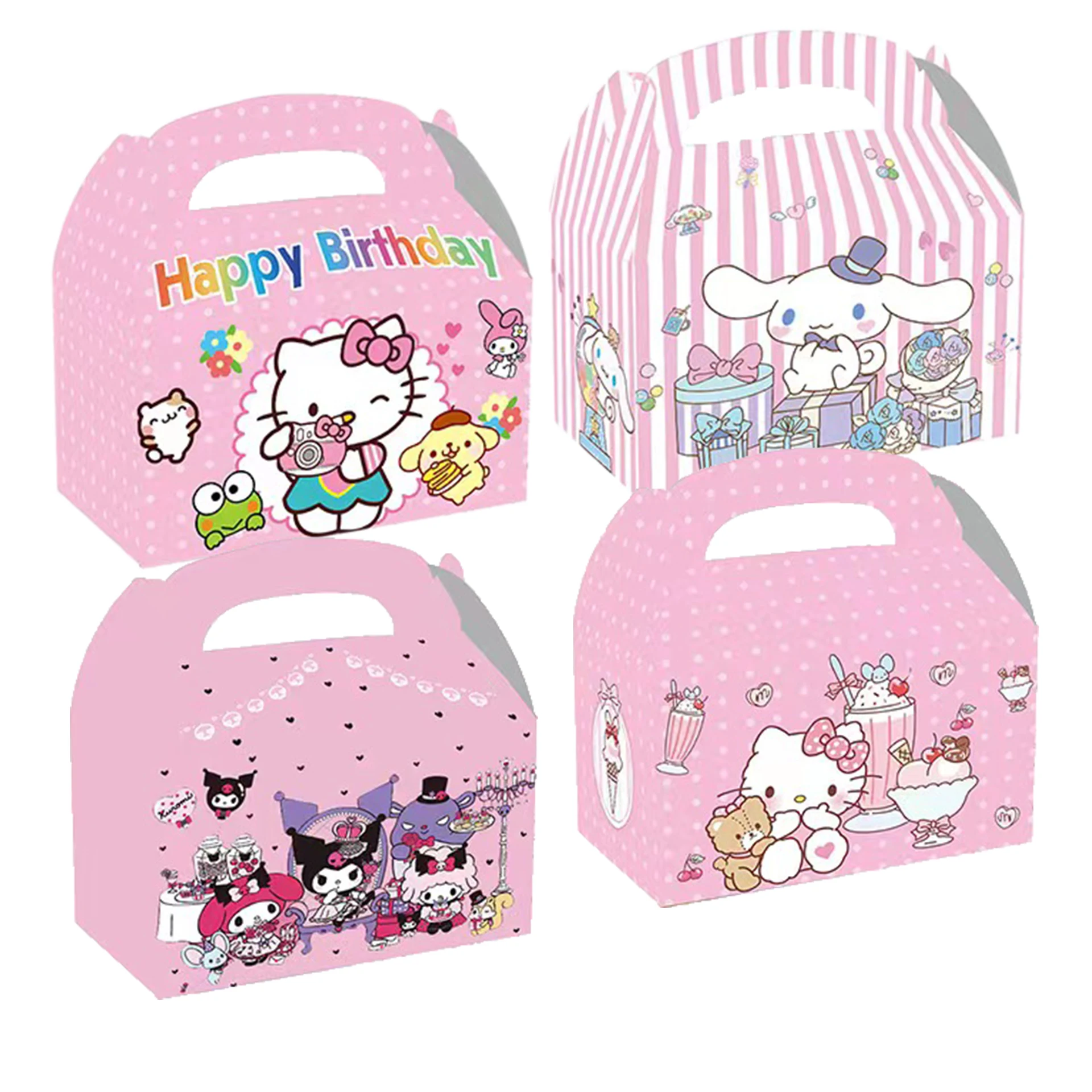 แผ่นตกแต่งสำหรับปาร์ตี้วันเกิดลาย Hello Kitty สีชมพูอุปกรณ์ตกแต่งลูกโป่งแบบใช้แล้วทิ้งของใช้ในงานเลี้ยงของขวัญสำหรับเด็กผู้หญิง