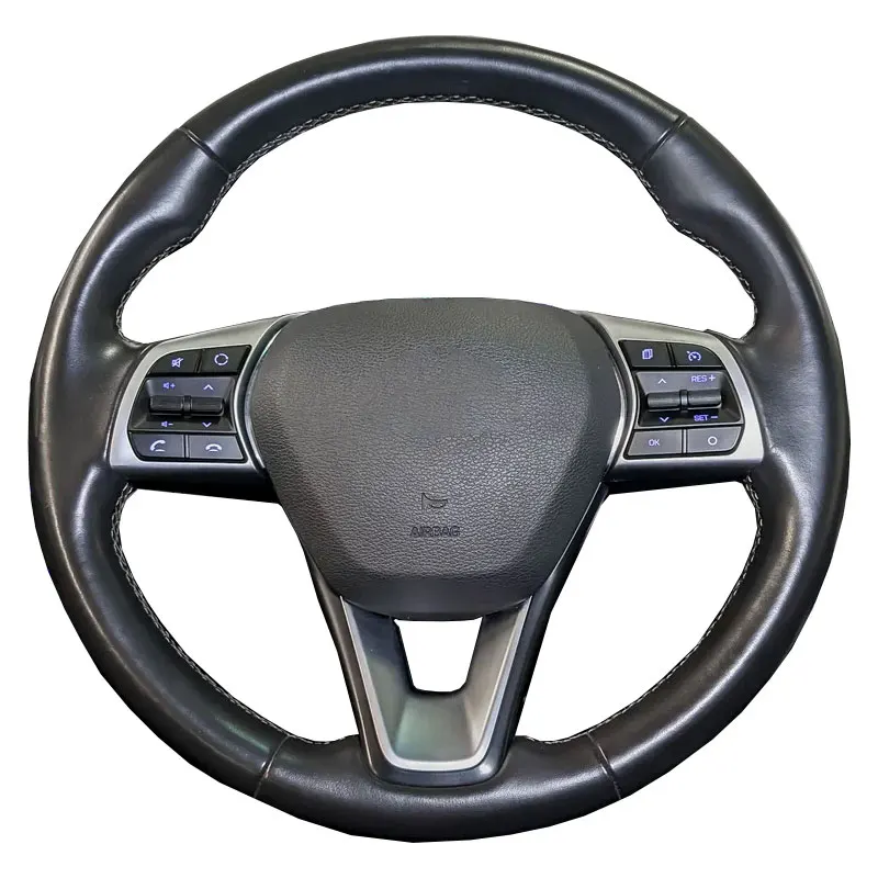 

Чехол на руль автомобиля с ручным шитьем для Hyundai grand i10 Sonata 2017-2020, индивидуальная накидка на руль из микрофибры, кожа