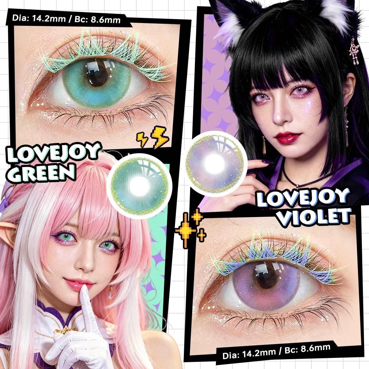 VISUASHOW 14,5mm Blaue Anime Cosplay Farbige Kontaktlinsen 6 Monate Einweg Lebendige Augen-Make-up Cyber Kosmetik Rote Weiche Linsen – Detail 18