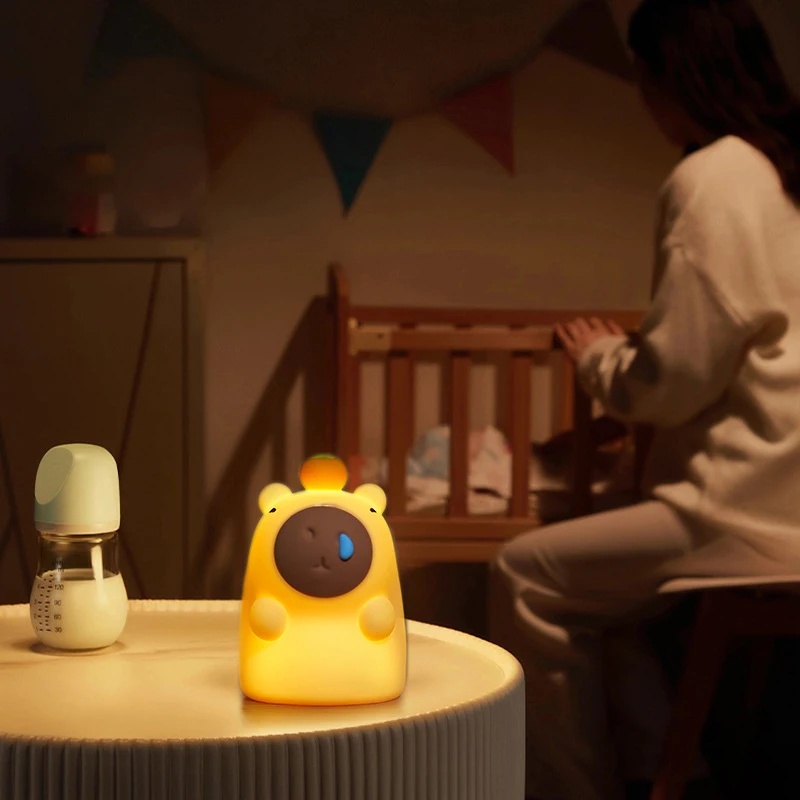 Capybara Night Light Cartoon Capybara Silicone Atmosphere Lamp Bedside Lamp Usb Charging With Sleep Pat Sensor Lamp