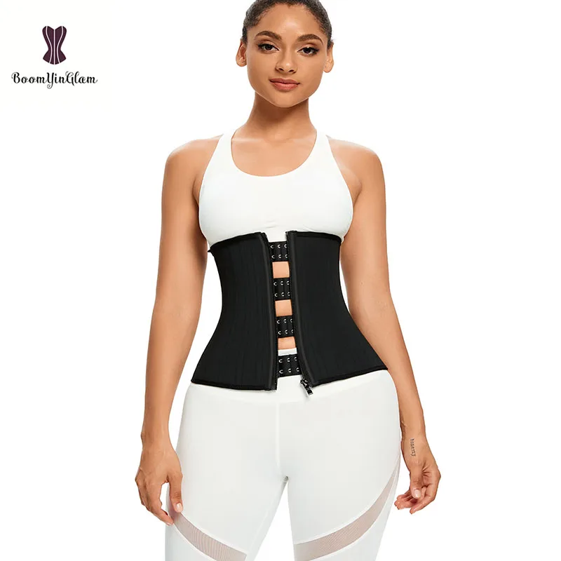 Black Champagne Sport Belt Slimming Girdle Fajas Sashes 25 Steel Bone Latex Waist Trainer Corset Women Plus Size Body Shapwear