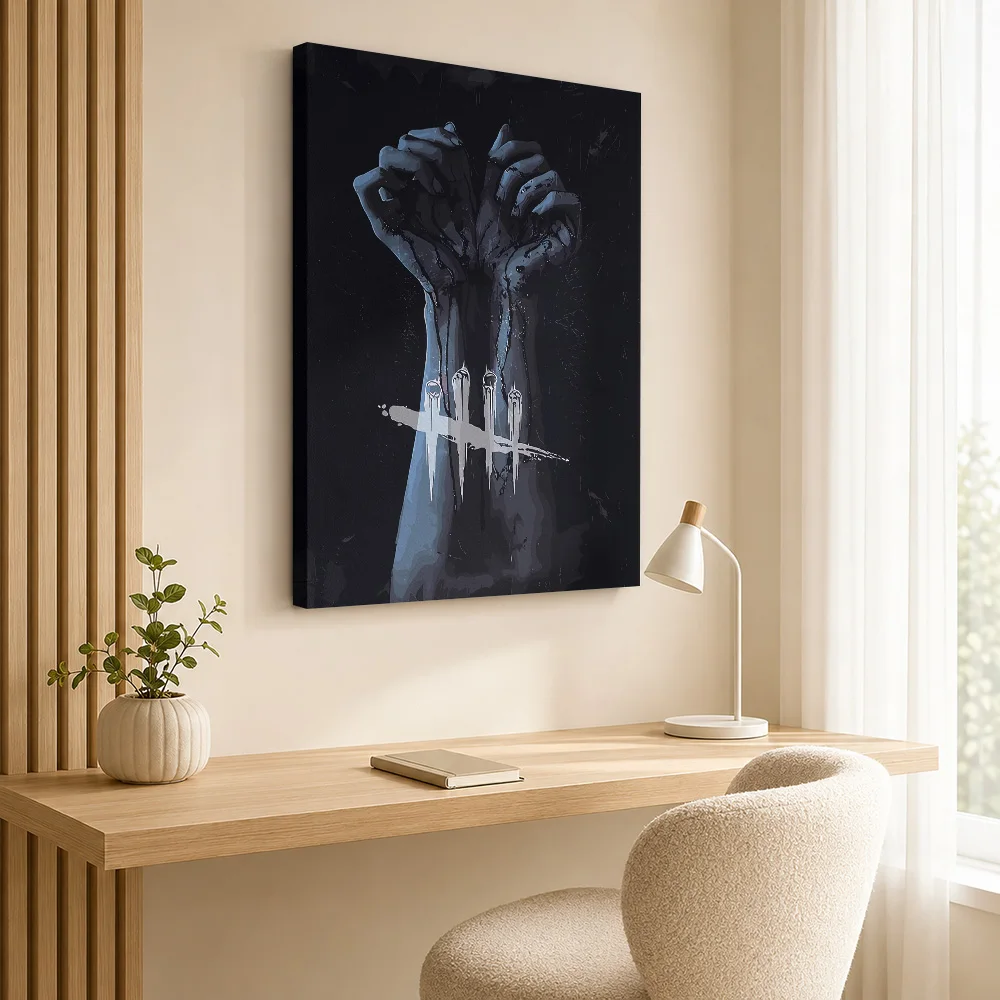 Warframe Hand Silhouette Framed Canvas Posters Futuristic Style Wall Decor With Personalized Photo For Study Ideal Tech Fan Gift