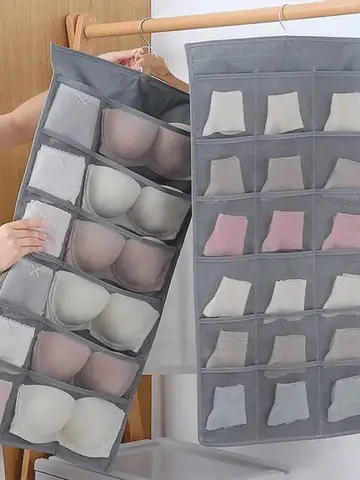 Double Sides Underwear Storage Hanging Bag Dormitory Home Wardrobe Hanging Wall Foldable Bag Underpants Socks Organizer
