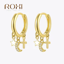 ROXI Minimalism Metal Style Hoop Earrings for Women 925 Sterling Silver Drop Earrings Jewelry Y2k Europe & America Pendientes