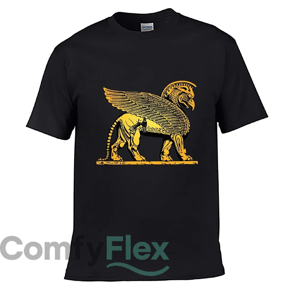 Golden Griffin Winged Creature Solid Washed Vintage Tee Distressed Loose