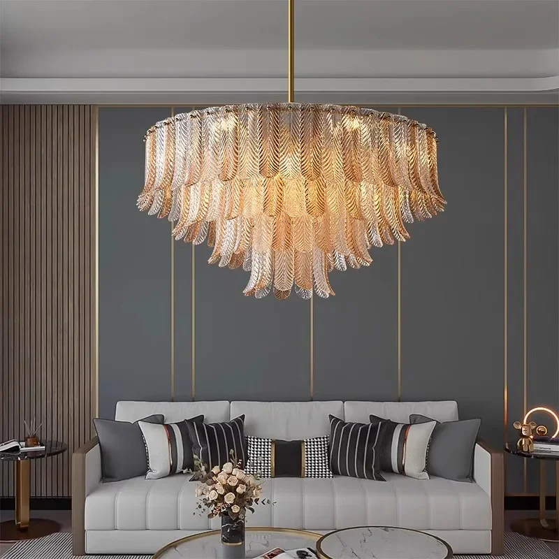All Brass Round Gold Glass Chandelier, Lustre Dining Room, Living Room, Bedroom Home Lighting Decoration, Ceiling Pendant Light