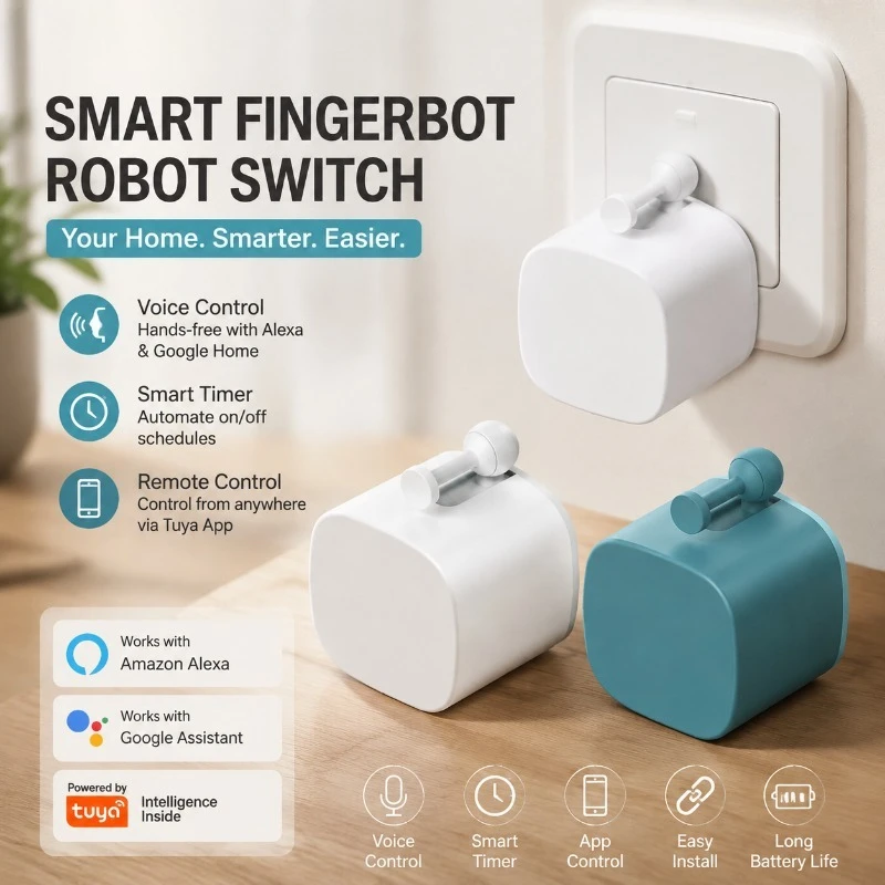 Bluetooth‑enabled Finger‑pushing Robot, Wireless Timing‑scheduled Button‑actuating Gadget, Voice‑activated Household‑automation