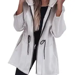Autumn Jacket Women Hooded Windbreaker Coats New Korean Female Casual Zipper Wear Mid Long Outwear 3XL