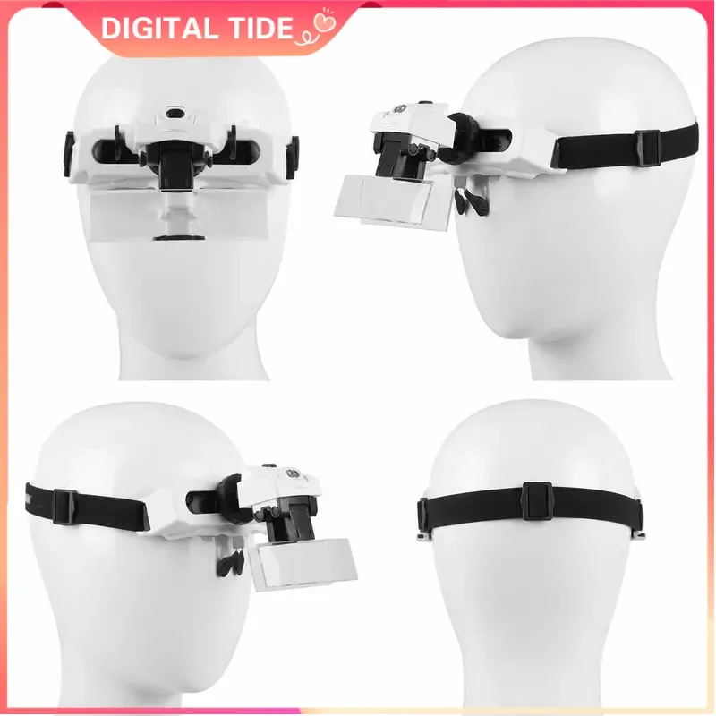 LED Headband Magnifier Glasses Jewelry Watch Repair Loupe Tool Acrylic Lens Illuminated Headlamp Multiple Magnification