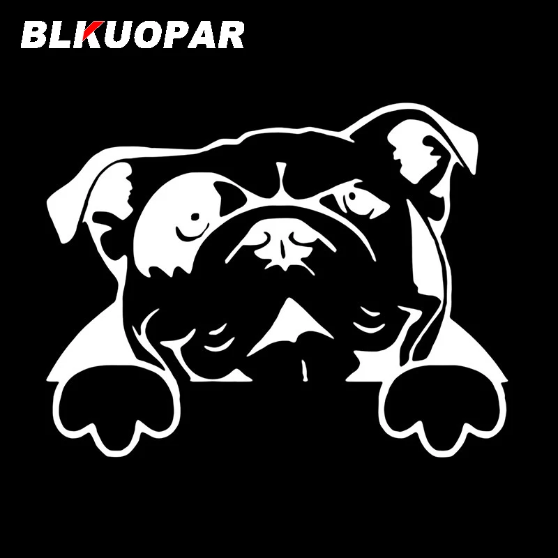 BLKUOPAR Bull Dog Peeking Silhouette Car Stickers Personality Decal Waterproof Die Cut Trunk Refrigerator Car Decoration