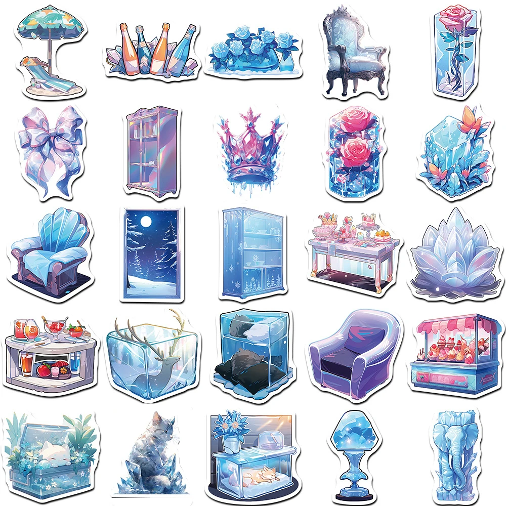 10/30/50pcs Cute Aesthetic Ice World Graffiti Stickers Cartoon INS Style Decals Laptop Notebook Phone Waterproof Sticker Kid Toy