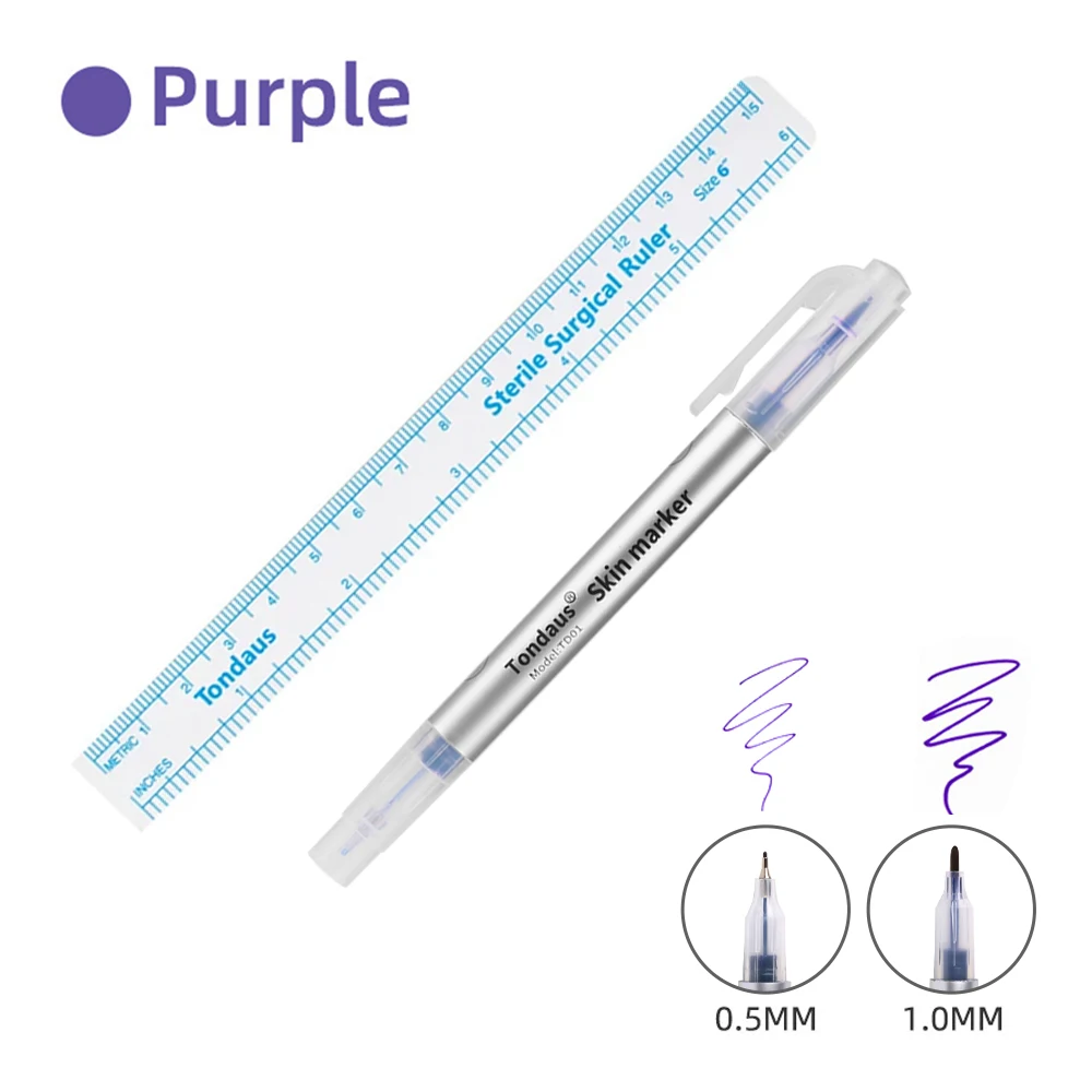 1/5/10/قطعة حزمة معقمة يمكن التخلص منها مع حاكم الجراحة الطبية تجميل دائم الجسم الوشم ثقب الكاتب الجلد قلم تحديد