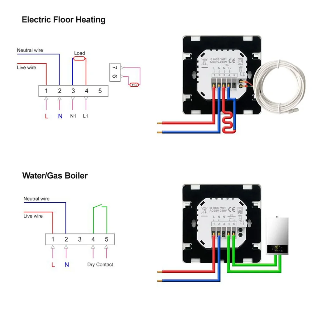 Termostat zdalnego sterowania Inteligentny termostat Sterowanie ogrzewaniem domu Jak pokazano Nowoczesny design Inteligentny kontroler ogrzewania ABS PC Material