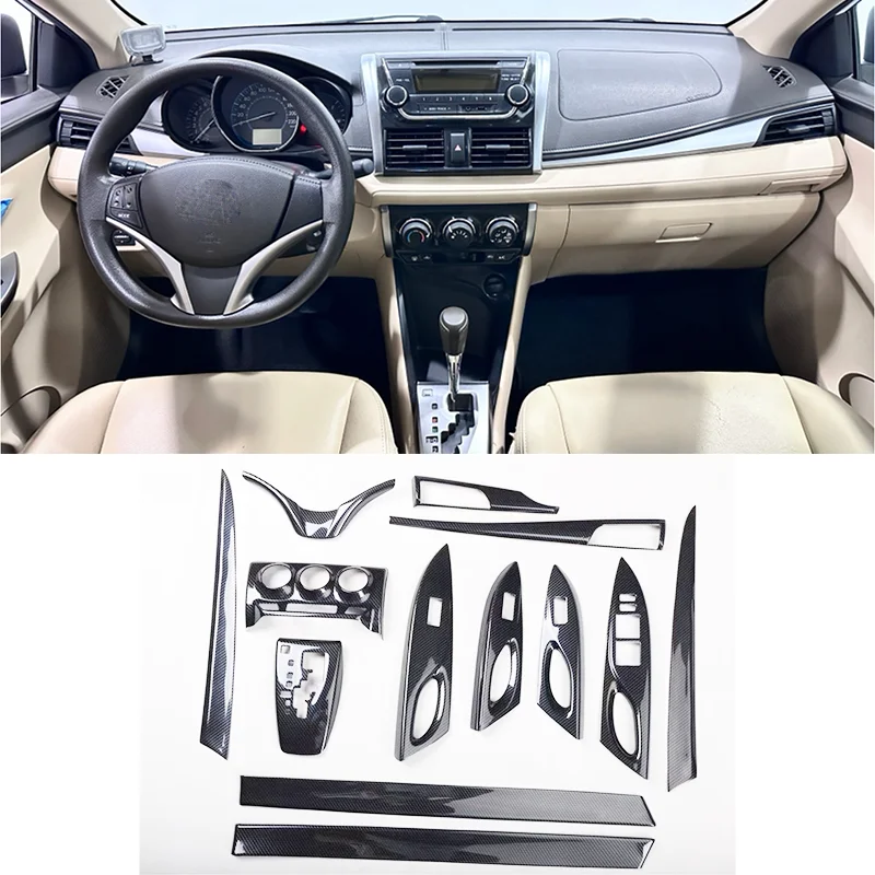 For Toyota Vios Yaris L 2014-2016 ABS Car Rearview Mirror Door Strip Gear Frame Window Switch Steering Wheel InteriorAccessories