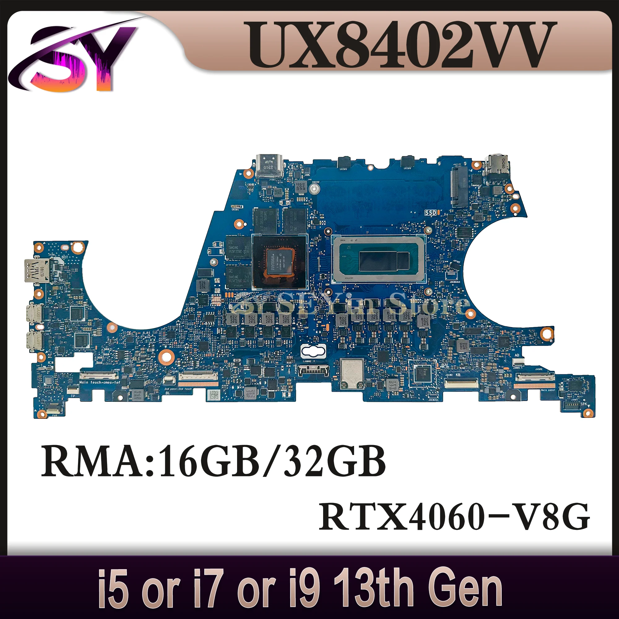 

UX8402V Mainboard For ASUS UX8402VV UX8402VU BX8402V RX8402V Laptop Motherboard i5 i7 i9 13th RTX4060/RTX4050 RAM-16GB/32GB