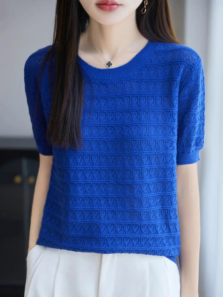 القطن الخالص محبوك الجوف خارج ort Sve تي شيرت المرأة Faion تصميم تنوعا قاعدة طبقة علوية الصيف الرطوبة ng #5