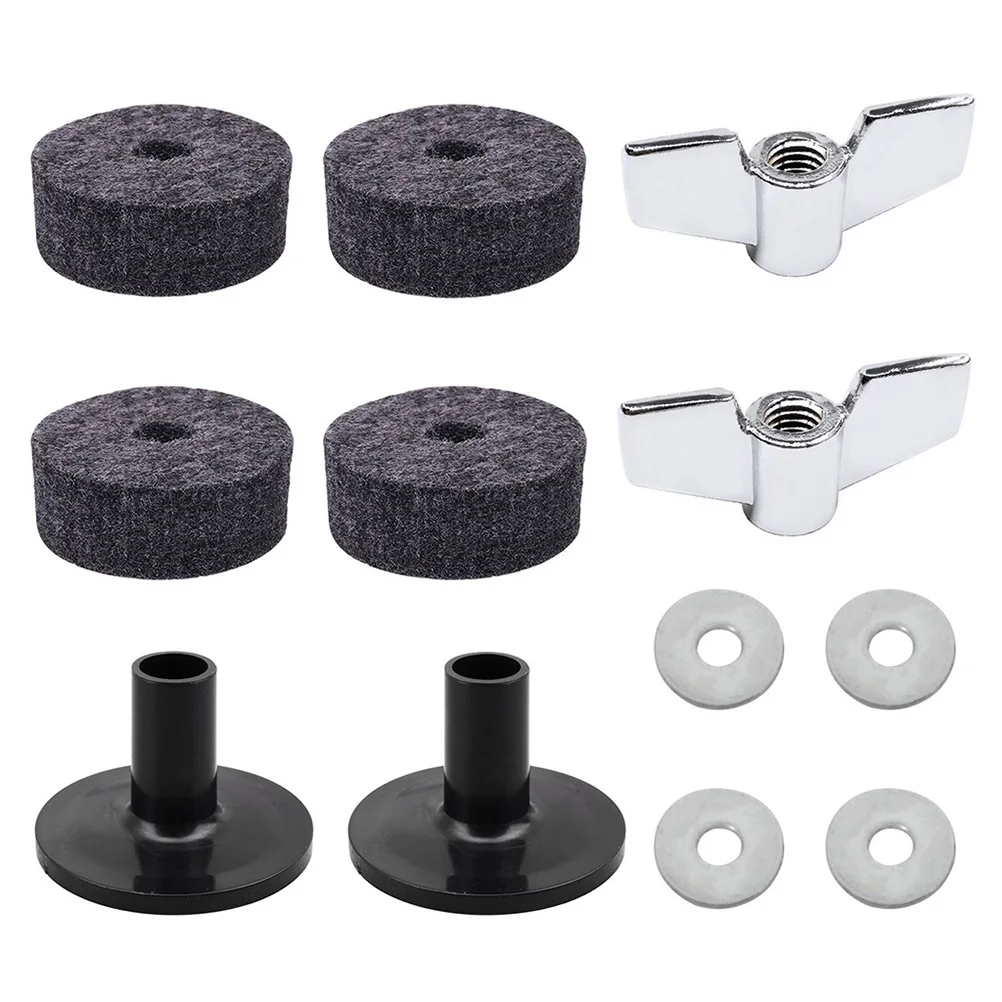 

12pcs Felt Strap Button Washers For Drum Cymbal Protection Silver Grey Cymbal Sleeves Set Felt Pads Instrument