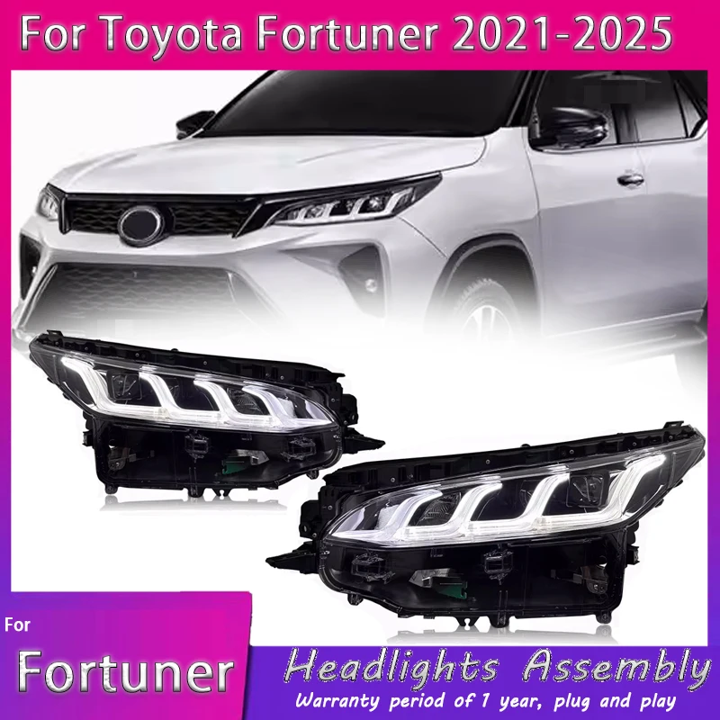 

Car of for Toyota Fortuner FULL LED Headlights 2021 2022 2023-2025 Head Lamp Drl Projector Lens Automotive Accessories