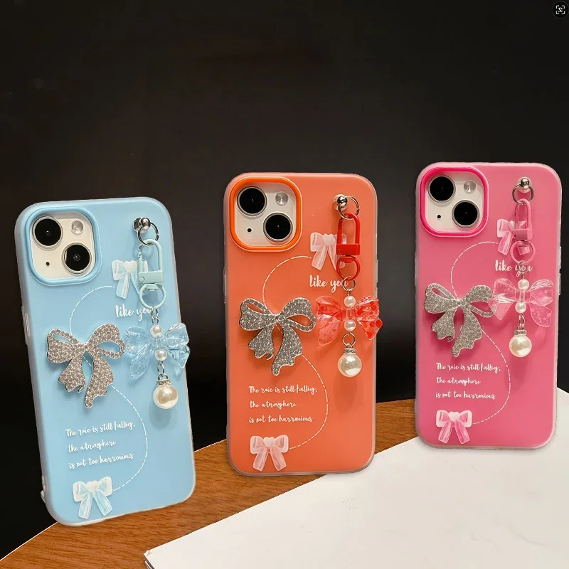 بريق Bowknot قلادة الغلاف ل ممن لهم رينو 14F 13F 12F 11F 14 13 12 برو A5X A3X A5 برو A17 A60 A78 5G لون الحلوى جراب هاتف