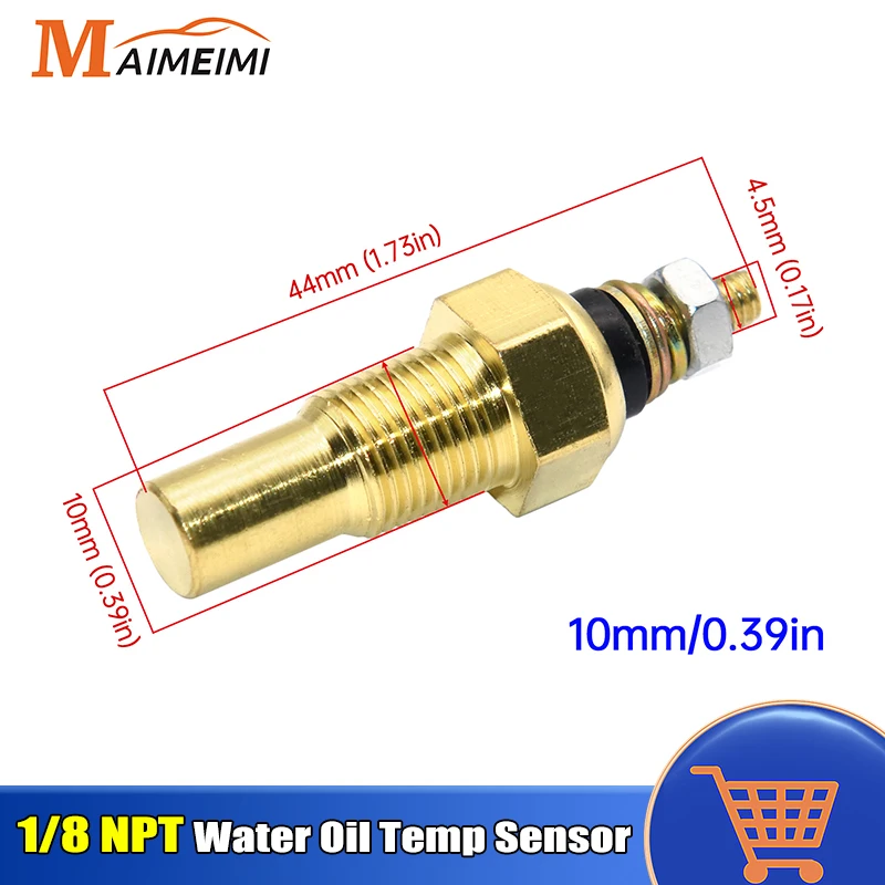 1/8 NPT 수온 센서, 오일 온도 센서, 범용 자동차 자동 트럭 송신기, 레이싱 전기 게이지, 10mm