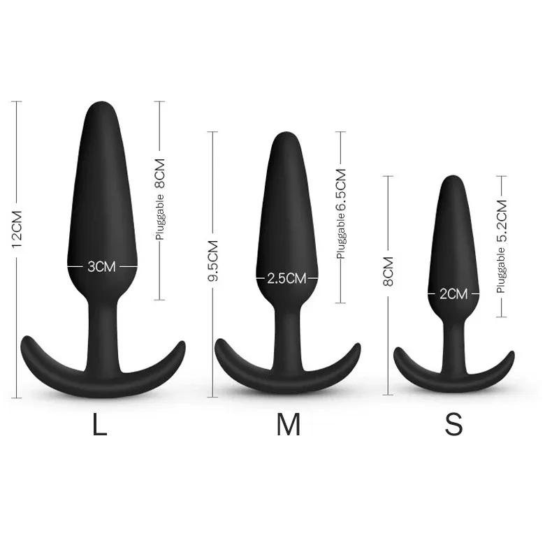 Consolador de silicona seguro para hombres y mujeres, tapón Anal Unisex, tapón Sexy, 3 tamaños diferentes, Juguetes sexuales para adultos, masajeador de entrenador