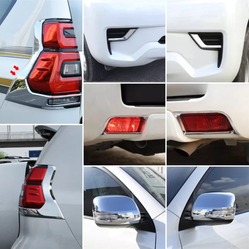 

Car Chrome Decoration For Toyota Land Cruiser Prado F150 2018-2023 Fog Lights Lamps Eyebrow Strip Cover Tail Lights Lamps