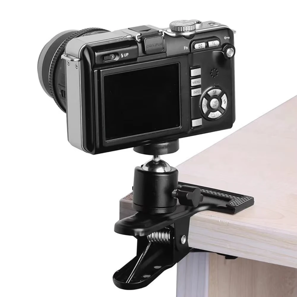 Metall-Kamera-Clip-Klemme, Blitzhalterung mit 360° drehbarem Fotografie-Kugelkopf, 1/4-Zoll-Gewindeschraube für Kamerastativ, SLR, DSLR