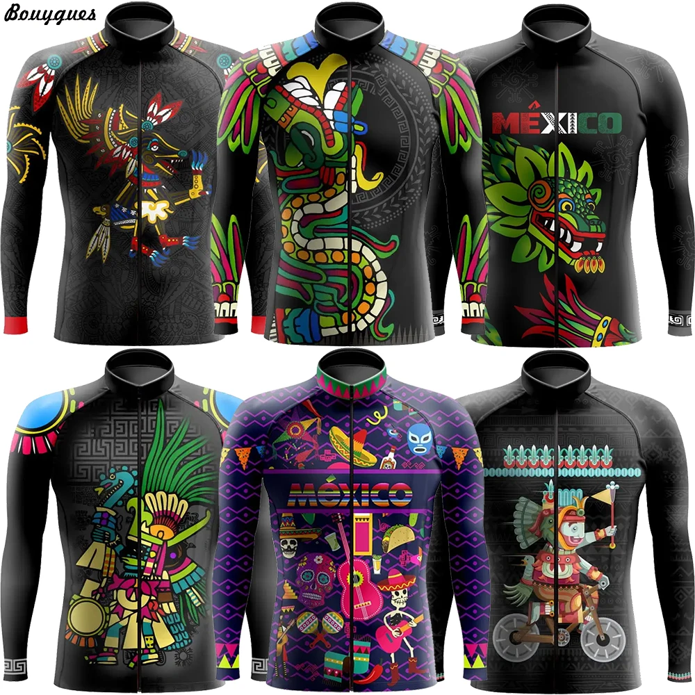 2023 Mexico Team Pro Cycling Jersey Set Long Sleeve Mountain Bike Cycling Clothing Breathable MTB Bicycle Clothes Wear for Mans