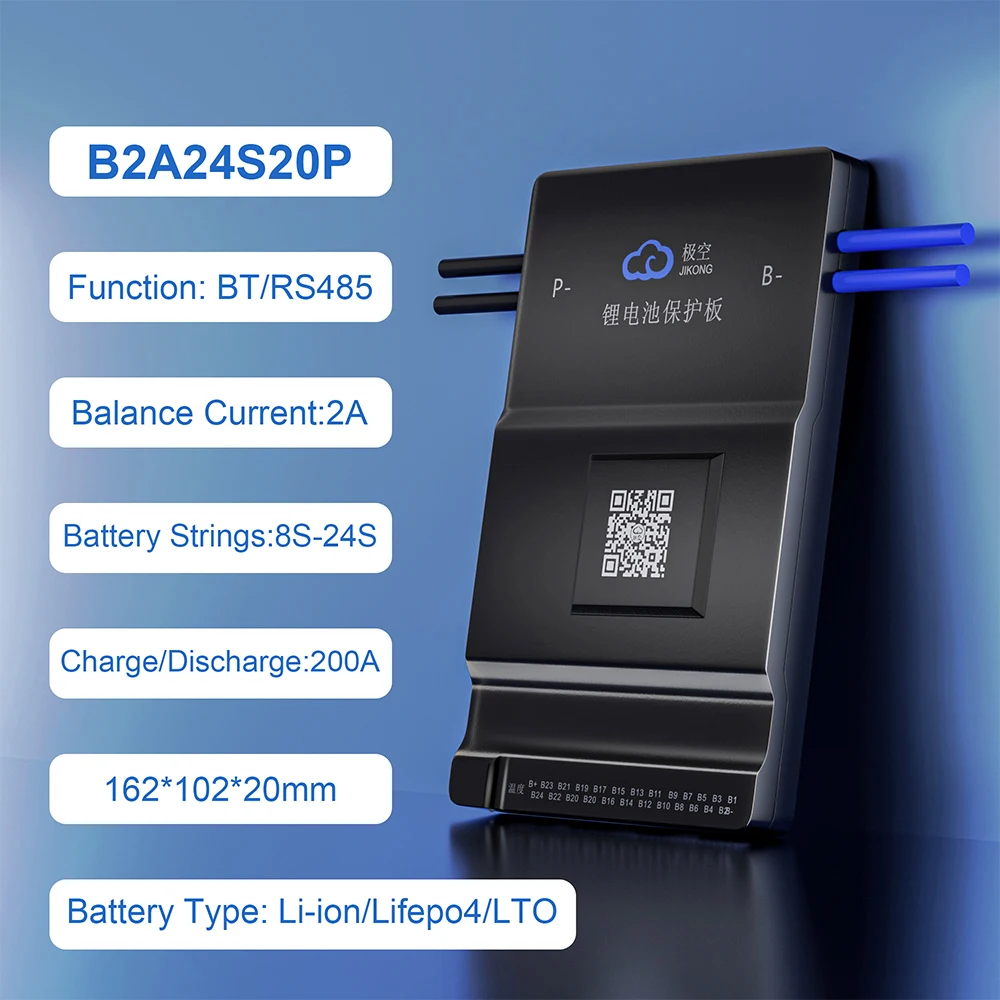 JIKONG BMS B2A24S20P Smart Active Balance 2A Current for 8S~20S 24S Li-ion LiFePo4 Battery 150A 200A with BT RRS485 JKBMS