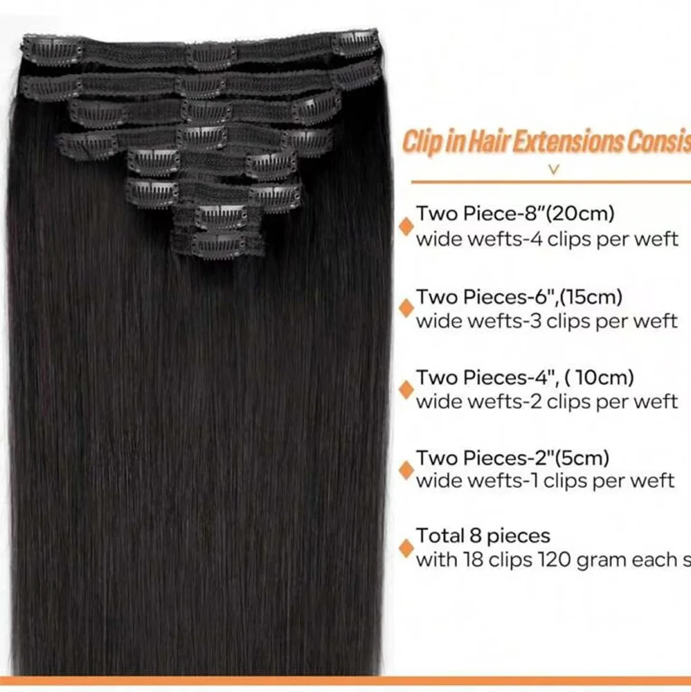 Clip in Hair Extensions Real Human Hair 8Pcs Remy Human Hair Clip in Extensions for Women Invisible Straight Seamless Clip ins