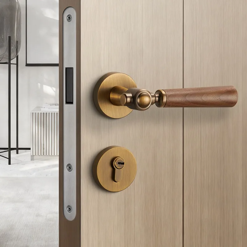 

Retro Walnut Wood Indoor Door Lock, Bedroom, Home Use, Silent/magnetic Wood Door Lock, French Chinese Lock