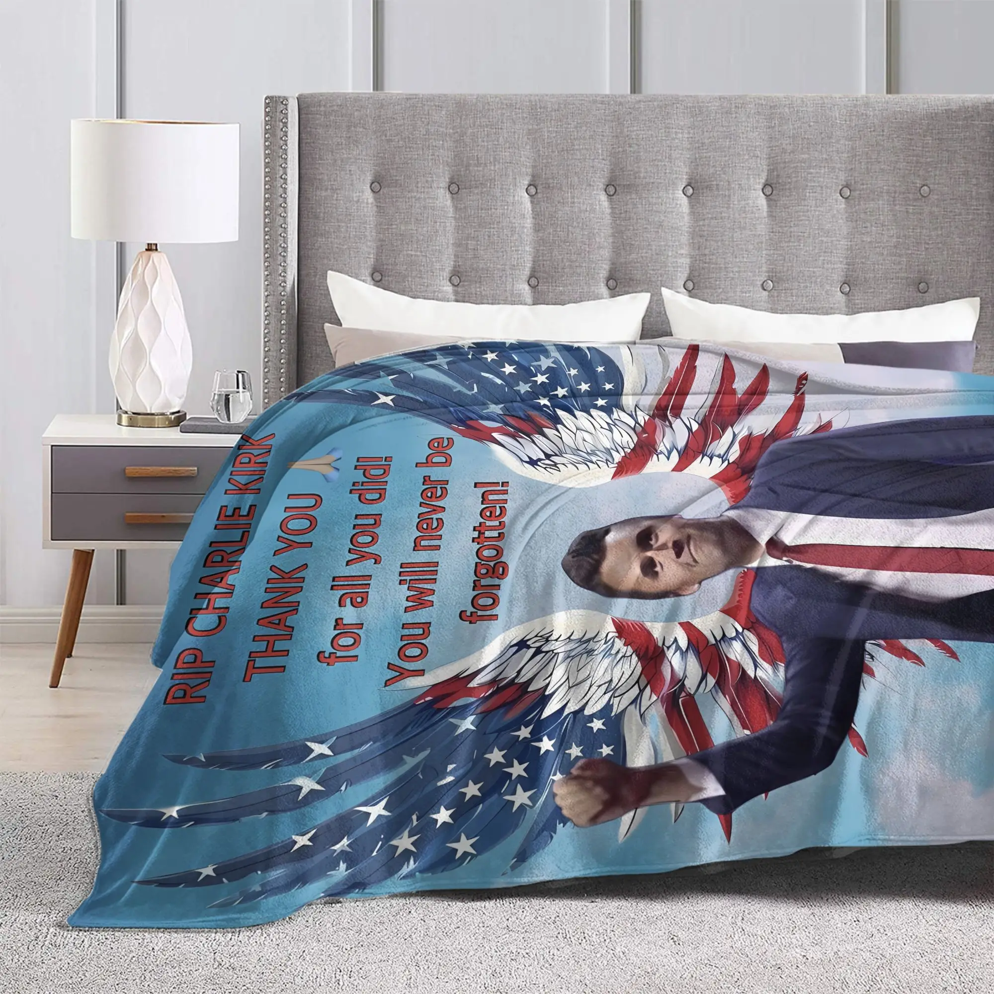 Charlie Kirk Angelic Advocate Blanket Quality Warm Soft Throw