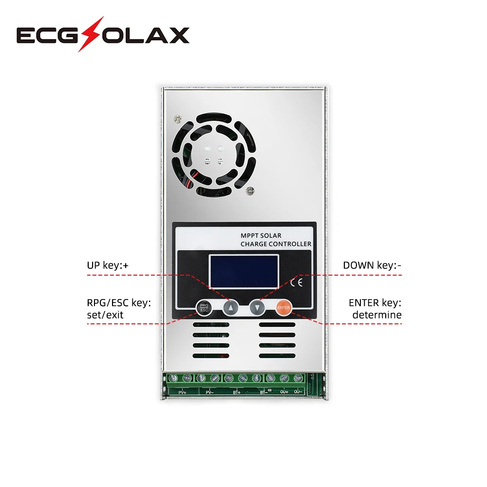 Imagem -03 - Ecgsolax Controlador Carga Solar Mppt Mppt Controlador de Carga Solar Auto Regulador Painel Solar Display Lcd para Bateria de Lítio Chumbo Ácido 60a 12v 24v 36v 48v Controlador Solar Mppt 60a