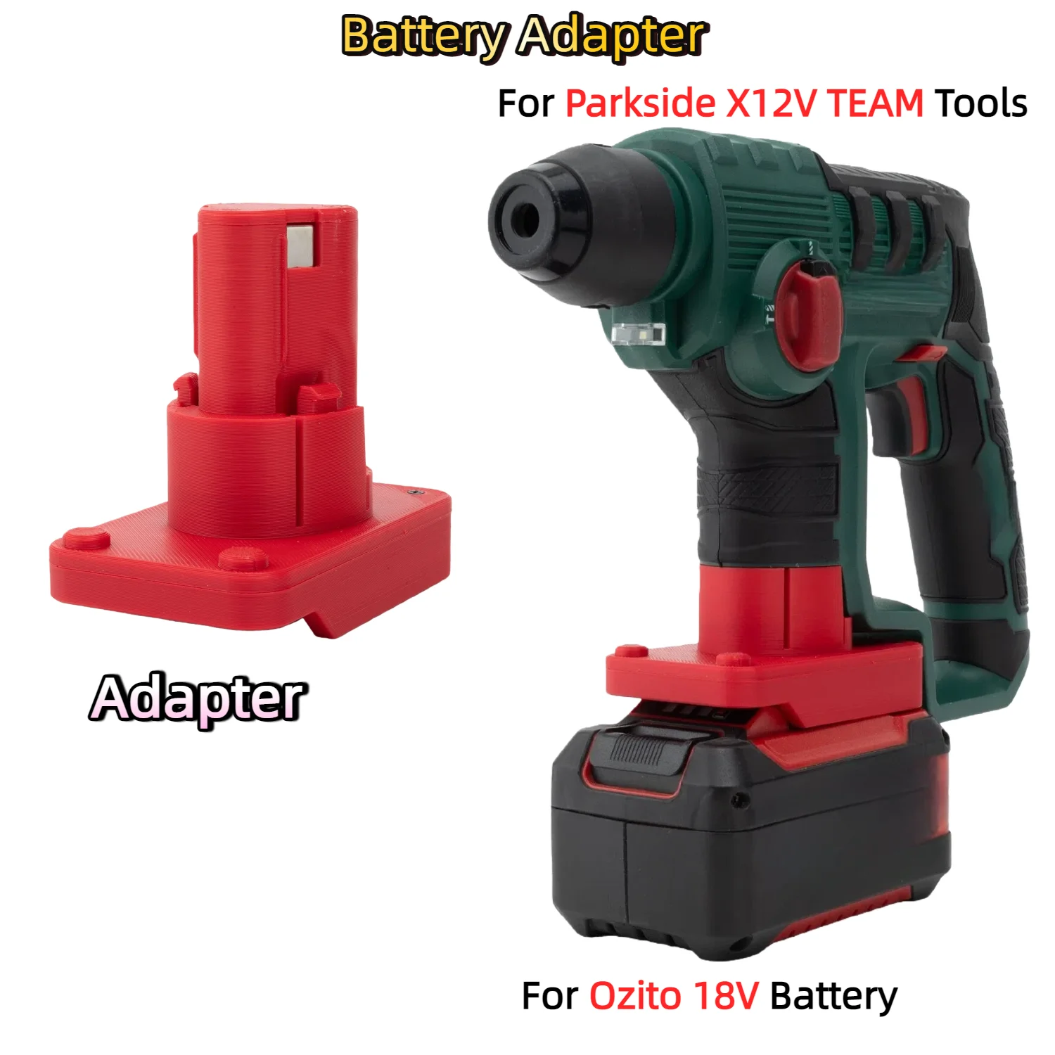 

Battery Adapter/Converter for Ozito 18V Lithium Ion Battery TO Parkside X12V TEAM Cordless Power Tools Accessory(Only Adapter)