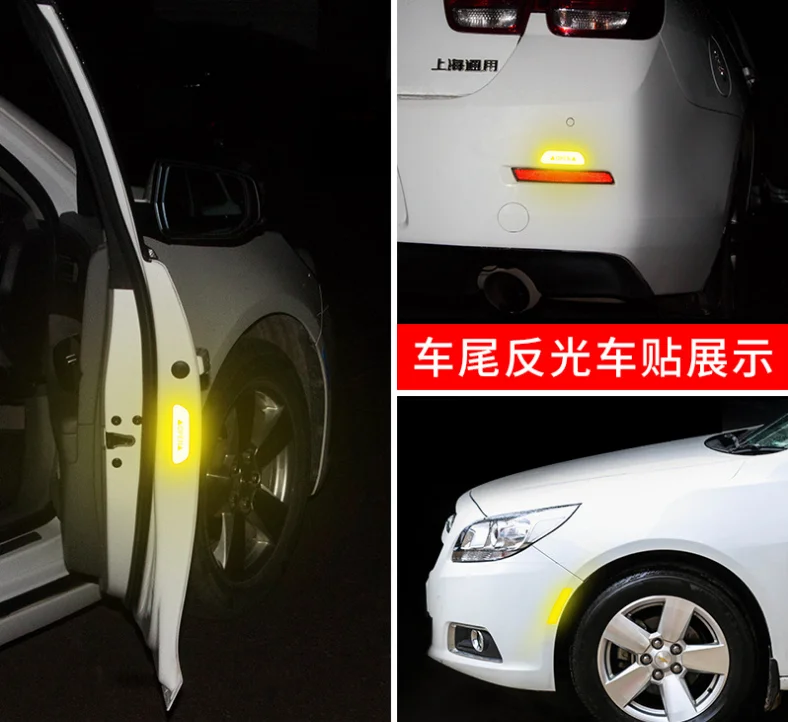 4Pcs Car Reflective Tape Warning Mark sticker Accessories Exterior for Peugeot 206 207 301 307 308 407 408 508 2008 3008 4008