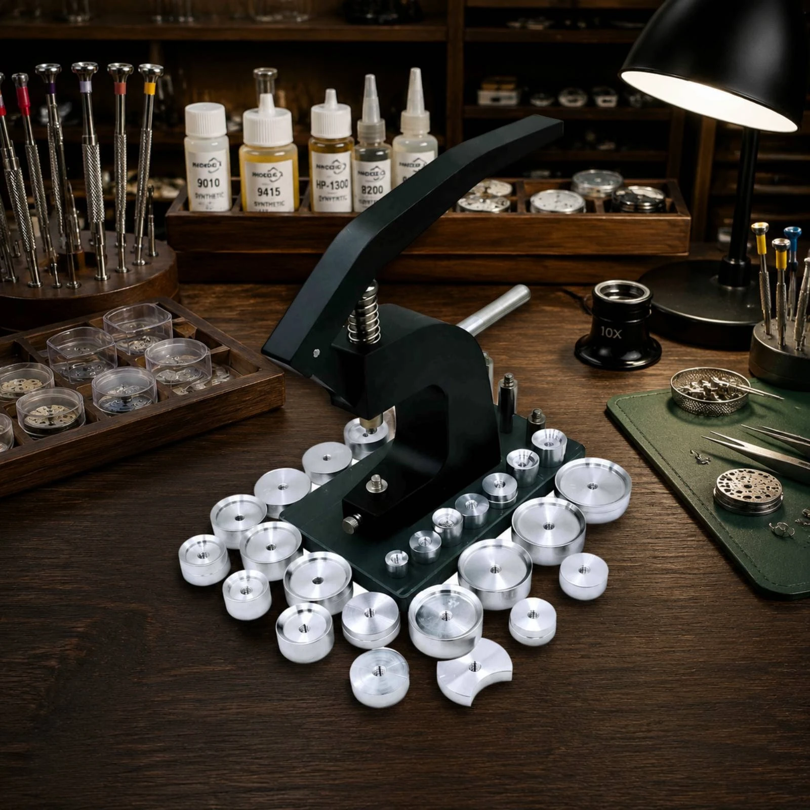 Watch Case Capping Machine Spring-Loaded Watch Case Closing Machine Bench Tool Green Base Professional Use