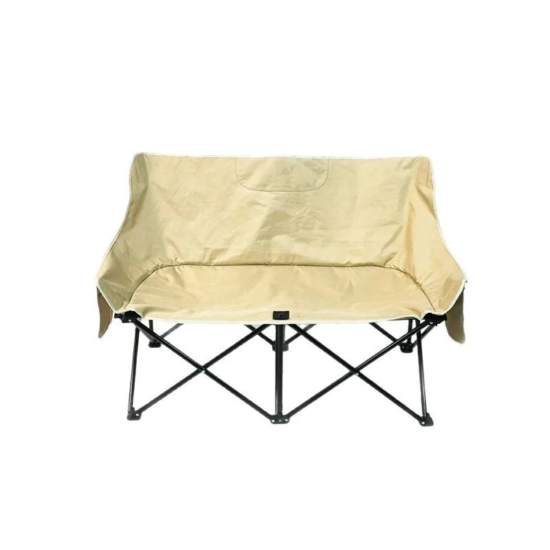 

Outdoor leisure camping folding double moon chair, portable sofa backrest courtyard couple folding chair