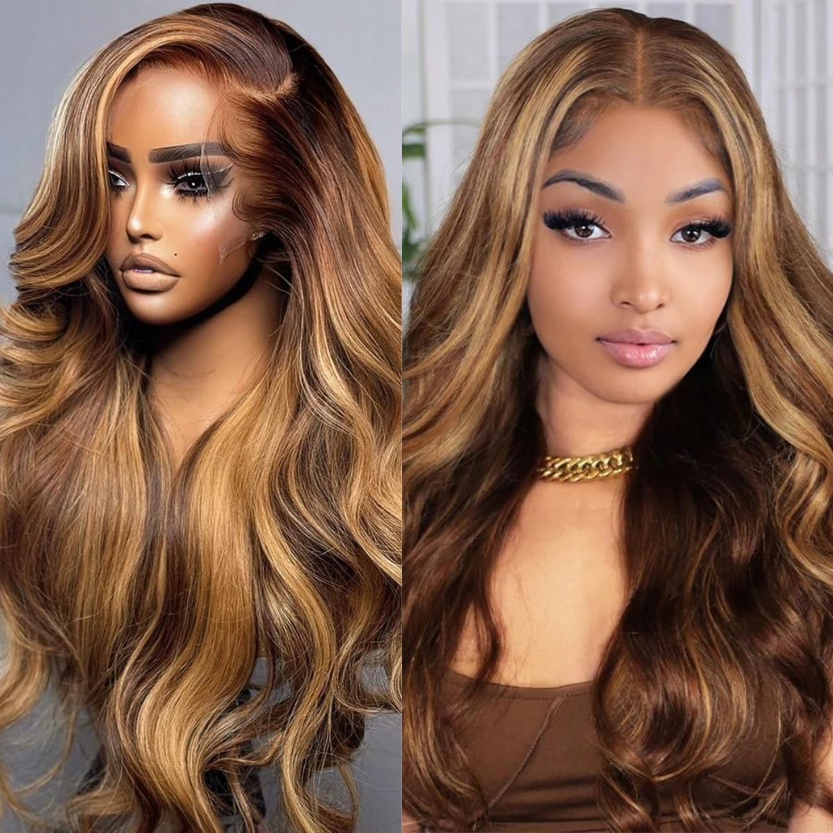 Virgin Brazilian hair Highlight 13x4 Front 200% Density hair Highlight 13x4 Front 200% Density Human Hair Wigs For black women